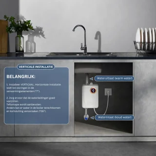 Boiler - Doorstroomverwarmer - Keukenboiler - Doorstroomboiler - Met Display - Wit