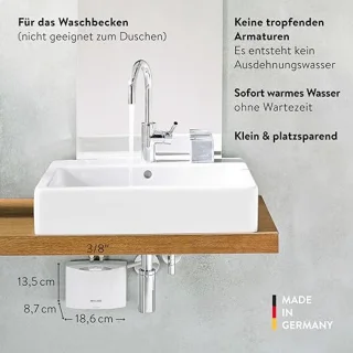 Elektronische doorstroomboiler voor handwasbak - 3,5 kW, energiebesparend, stekkerklaar, drukvast/drukloos