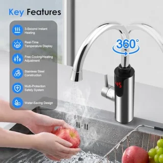 Doorstroomboiler 3300W met LCD-temperatuurweergave voor de keuken
