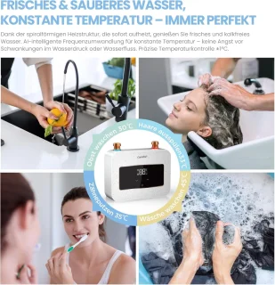 Mini-doorstroomboiler 3,6 kW - Ruimtebesparend, Elektronisch Geregeld, Onmiddellijk Warm Water voor Wastafel