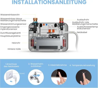 Mini-doorstroomboiler 3,6 kW - Ruimtebesparend, Elektronisch Geregeld, Onmiddellijk Warm Water voor Wastafel