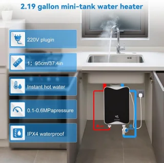 Mini Instant Elektrische Waterverwarmer 5,5 kW - Tankloze Douche voor Badkamer en Keuken