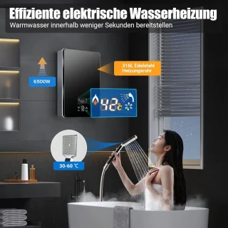 Mini-doorstroomboiler 6500W voor Douche en Keuken - Elektrische Warmwaterboiler, Tankloos Systeem, IPX4 Veiligheid