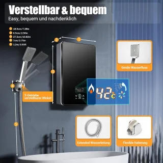 Mini-doorstroomboiler 6500W voor Douche en Keuken - Elektrische Warmwaterboiler, Tankloos Systeem, IPX4 Veiligheid