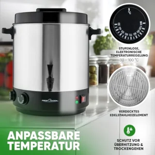 2-in-1 machine voor warme dranken en koken | 32L tank | warmhoudfunctie | timer | 2100W | 30°C - 100°C | roestvrijstalen kookpan | dispenser met aftapkraan