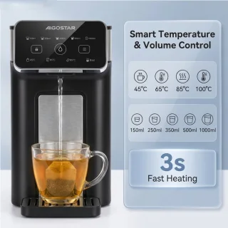 Wat vinden we goed aan de Aigostar Heetwaterdispenser Zwart/RVS