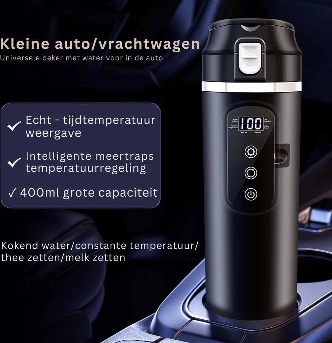 ApexArte Waterkoker 12V Auto Zwart