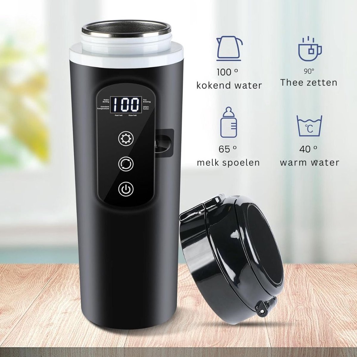 ApexArte Waterkoker 12V Auto Zwart