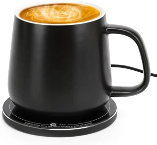 Bekerwarmer met draadloze oplader, 380 ml, zwart