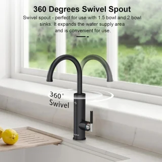 Briwellna Electric Kitchen Hot Water Tap (Black)