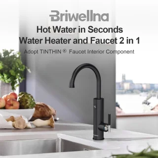 Briwellna Electric Kitchen Hot Water Tap (Black)