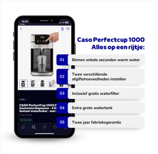 CASO PerfectCup 1000 Pro heetwaterdispenser 4L