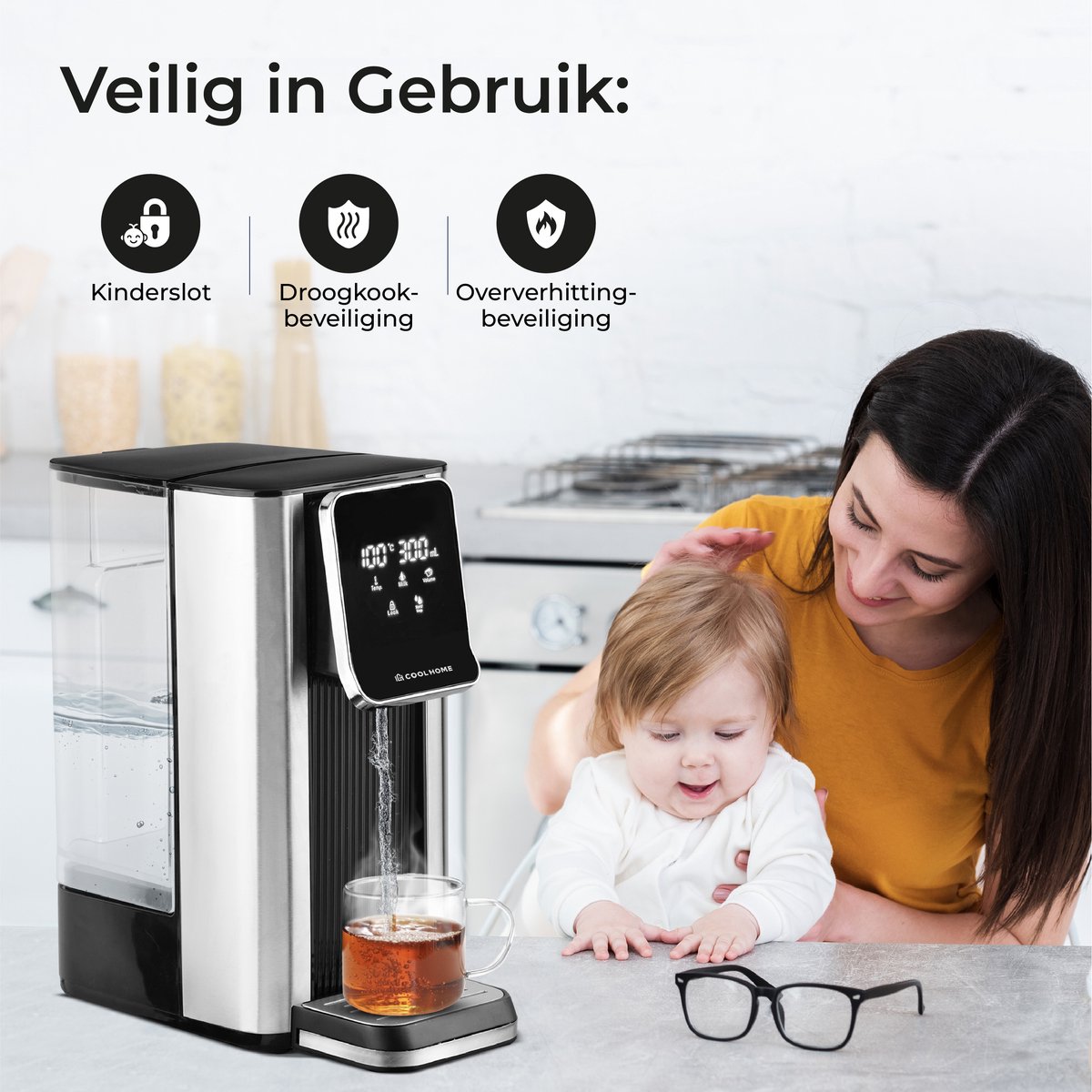 CoolHome HW24 Heetwaterdispenser 2,5L Zwart