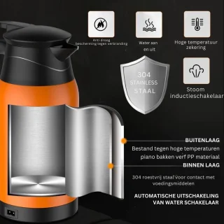 DailySupplies® Auto Waterkoker 12V Oranje/Zwart