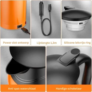 DailySupplies® Auto Waterkoker 12V Oranje/Zwart