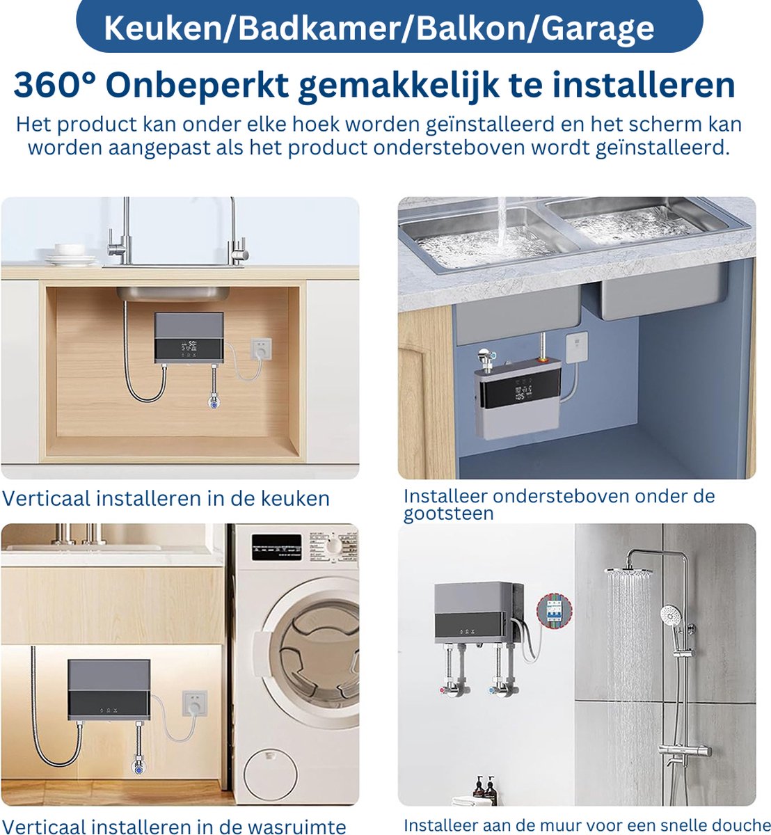 DailySupplies Boiler Doorstroomverwarmer Keukenboiler Zilver
