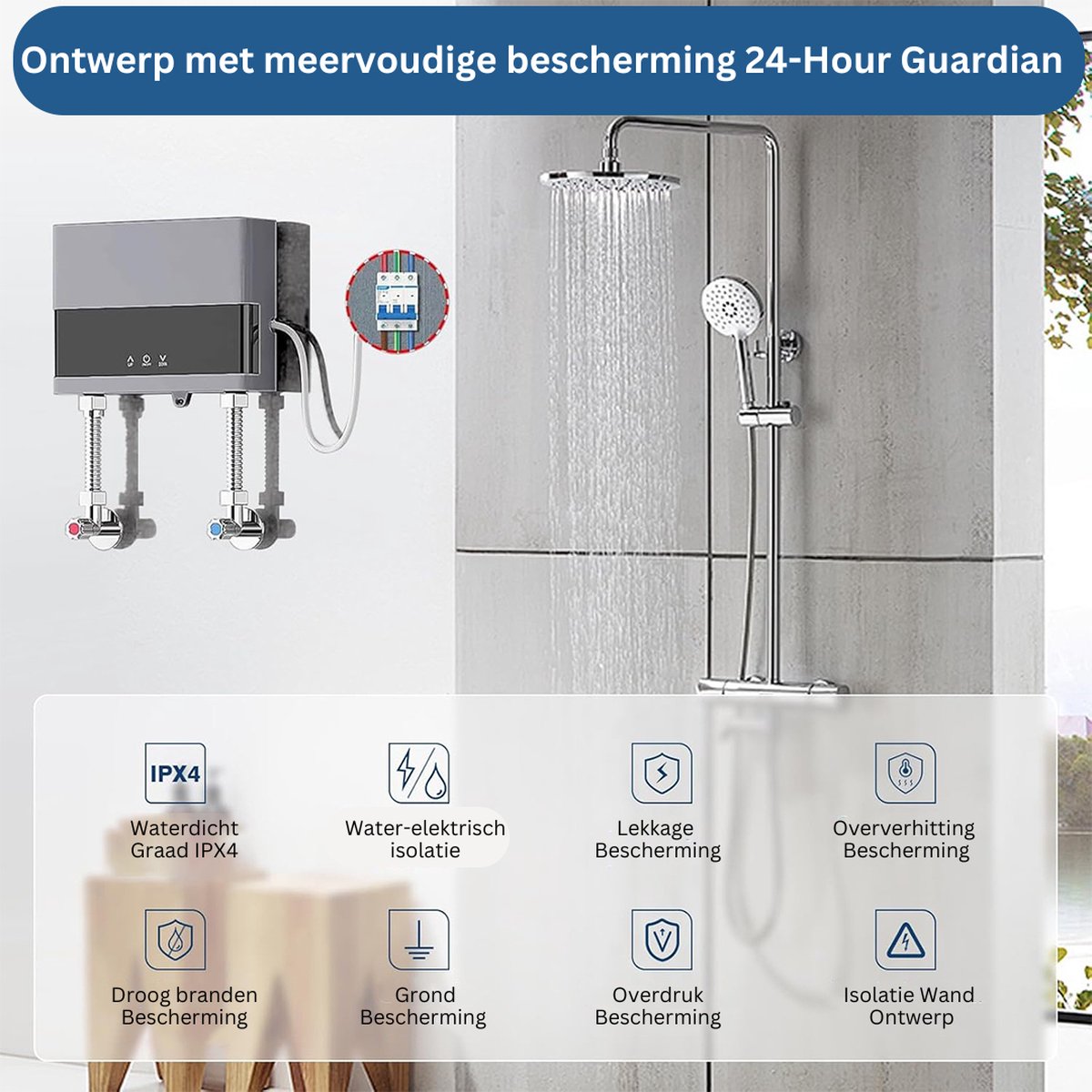 DailySupplies Boiler Doorstroomverwarmer Keukenboiler Zilver
