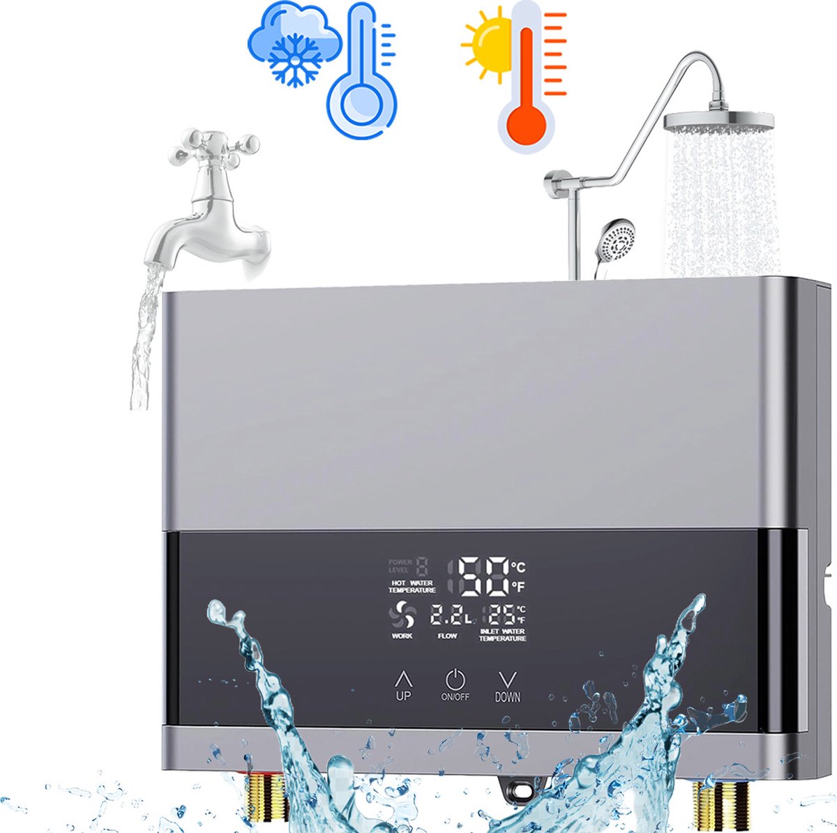 DailySupplies Boiler Doorstroomverwarmer Keukenboiler Zilver