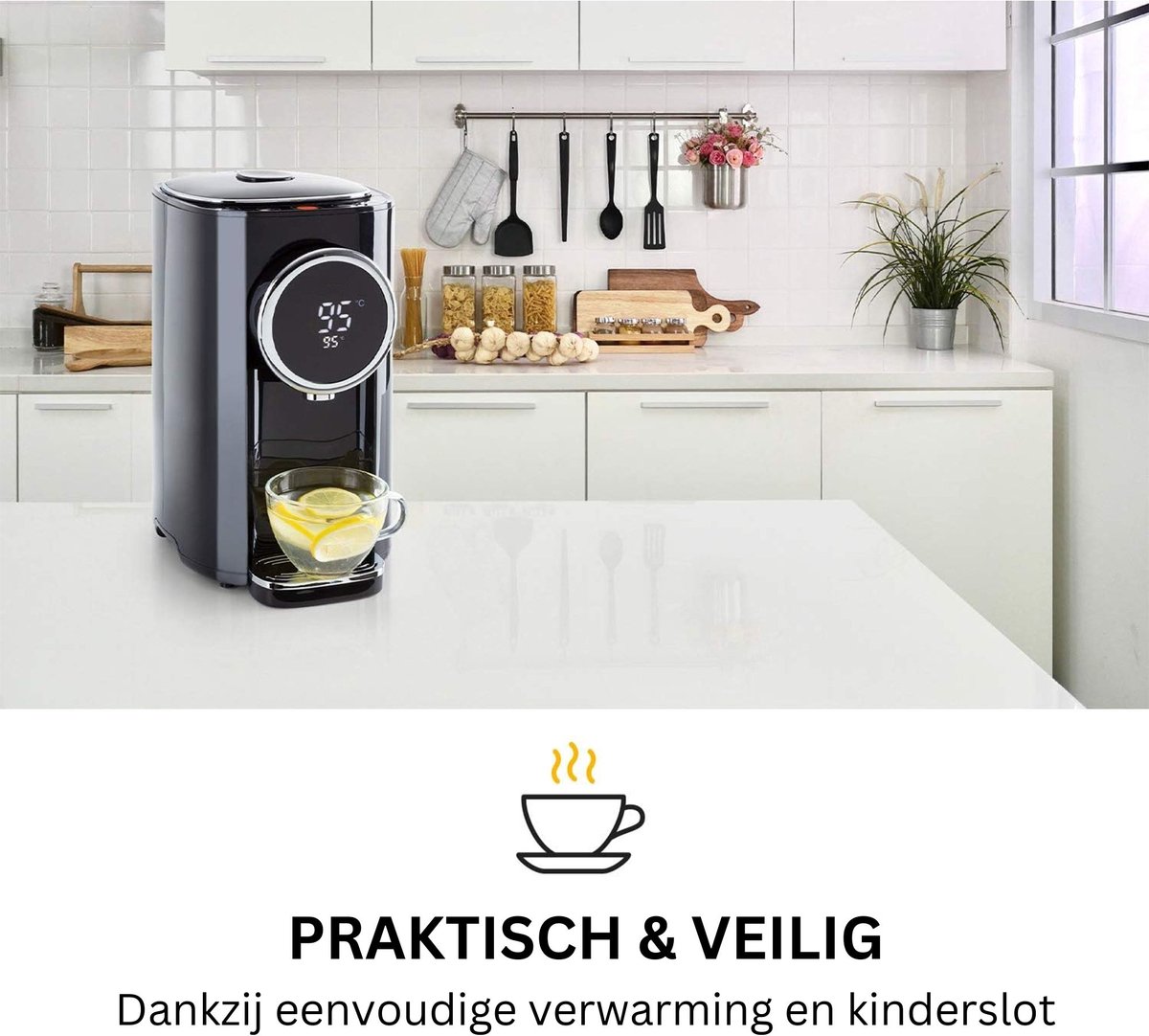 DailySupplies Heetwatertap Zwart Zilver