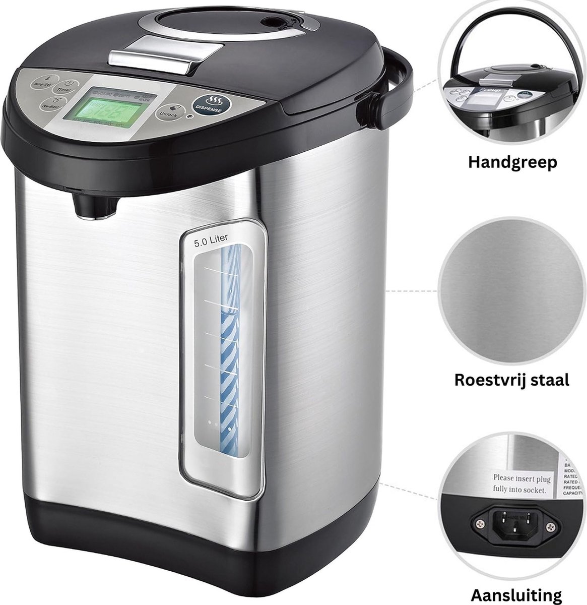 DailySupplies® Luxe Heetwaterdispenser Zwart Zilver