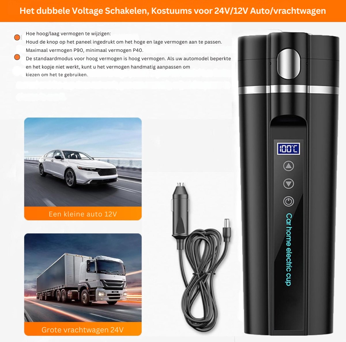 DailySupplies Waterkoker 12V Auto Zwart