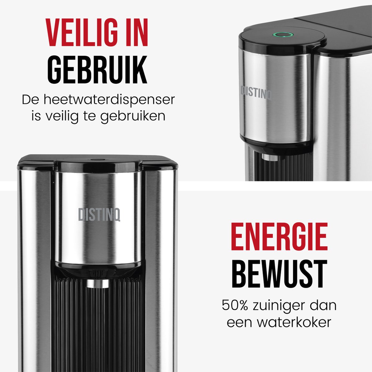 DistinQ Heetwaterdispenser 2,5L met Afneembaar Reservoir