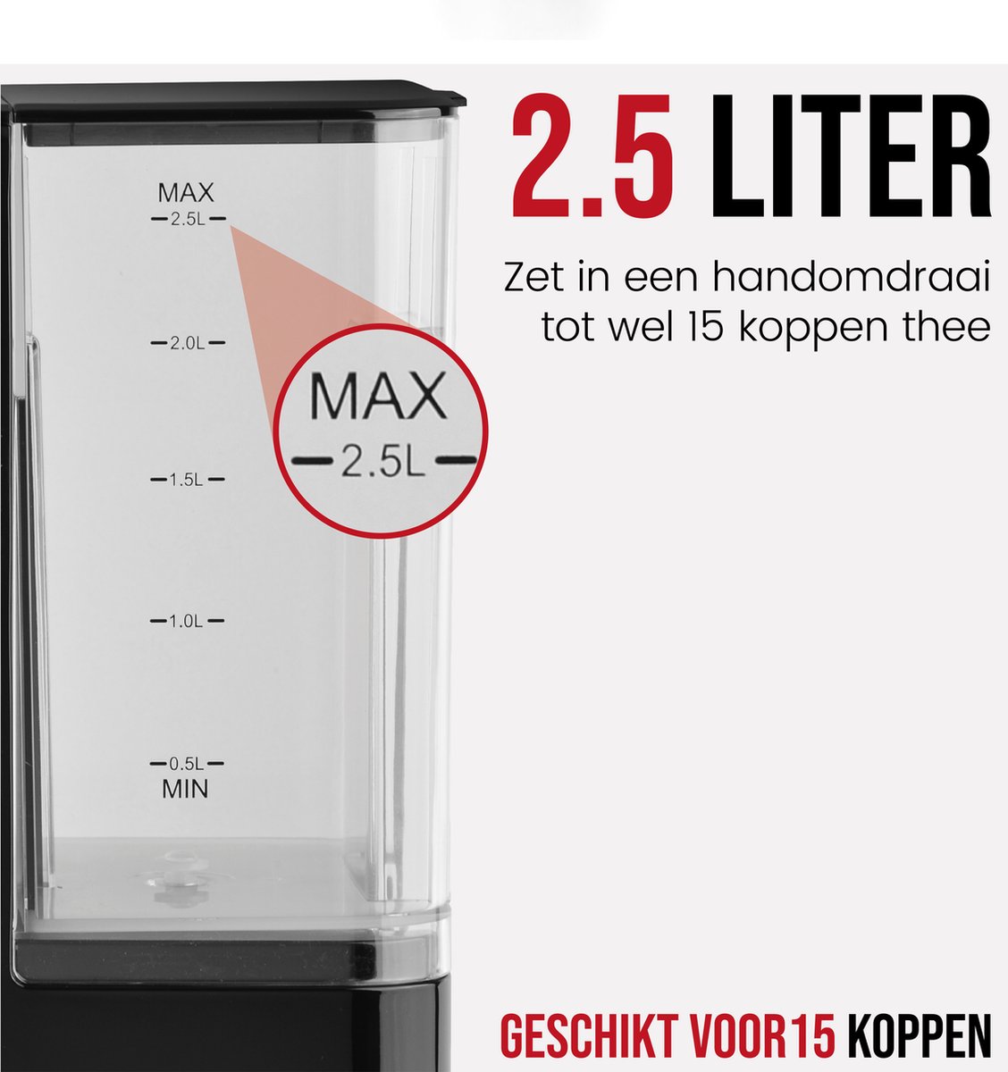 DistinQ Heetwaterdispenser 2,5L met Afneembaar Reservoir