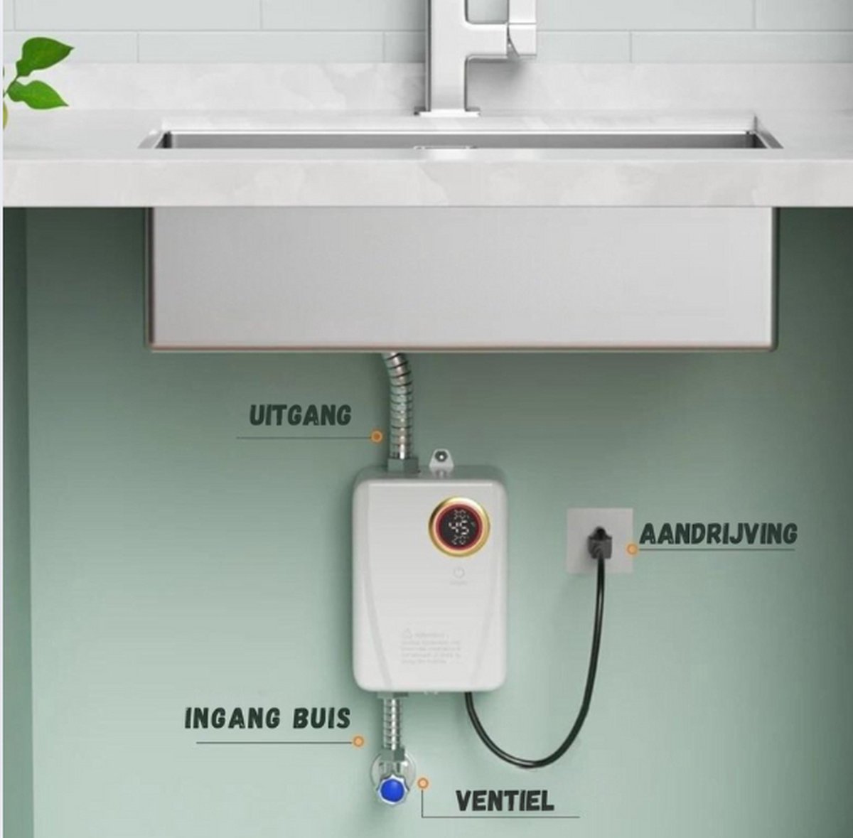 Doorstroomboiler 3500W Elektrisch Zwart