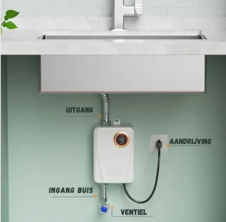 Doorstroomboiler 3500W Elektrisch Zwart