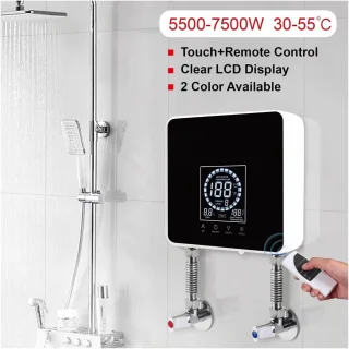 Doorstroomverwarmer Elektrische Boiler - Wandmontage Boiler - Snel Warm Water - LCD Temperatuurdisplay - Compact Ontwerp - Wit