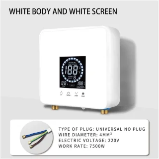 Doorstroomverwarmer Elektrische Boiler - Wandmontage Boiler - Snel Warm Water - LCD Temperatuurdisplay - Compact Ontwerp - Wit