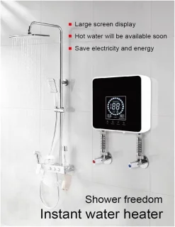 Doorstroomverwarmer Elektrische Boiler - Wandmontage Boiler - Snel Warm Water - LCD Temperatuurdisplay - Compact Ontwerp - Wit