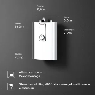 Doorstroomverwarmer Wastafel Elektrisch Automatische Thermostaat