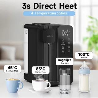 Ecoviva MATE4 Heetwaterdispenser en Waterfilter 4.5L Zwart