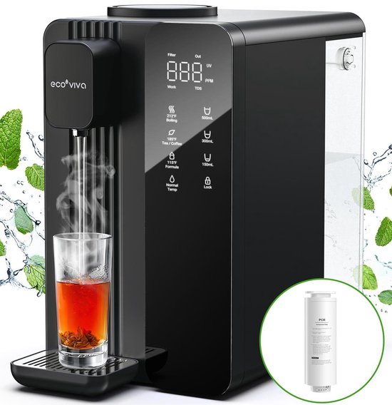 Ecoviva MATE4 Heetwaterdispenser en Waterfilter 4.5L Zwart review
