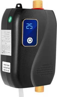 Elektrische Boiler - Doorstroomverwarmer Mini - Direct Warm Water - LCD Temperatuurweergave - 12 x 20 cm - Zwart