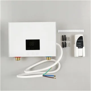 Elektrische boiler doorstroomverwarmer voor badkamer en keuken, wandmontage, 210x150x55mm, goud