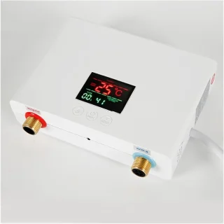 Elektrische boiler doorstroomverwarmer voor badkamer en keuken, wandmontage, 210x150x55mm, goud