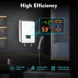 Elektrische doorstroomboiler 6,5 kW met doucheset