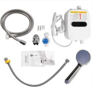 Elektrische doorstroomverwarmer kraan 3500 watt zilver