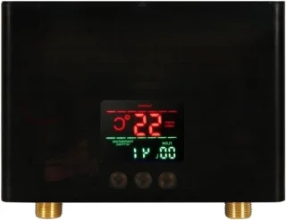 Elektrische doorstroomverwarmer voor badkamer en keuken, wandmodel zwart