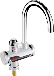 Elektrische kraan met direct warm water, zilver