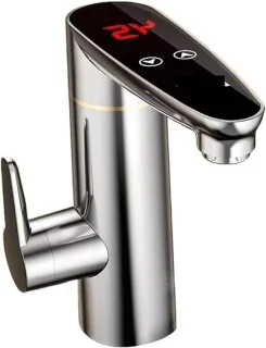 Elektrische kraan waterverwarmer voor keuken (doorstroomboiler), wit, 105x65x212mm