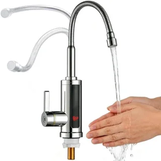 Elektrische Warmwaterkraan - Doorstroomboiler, Zilver