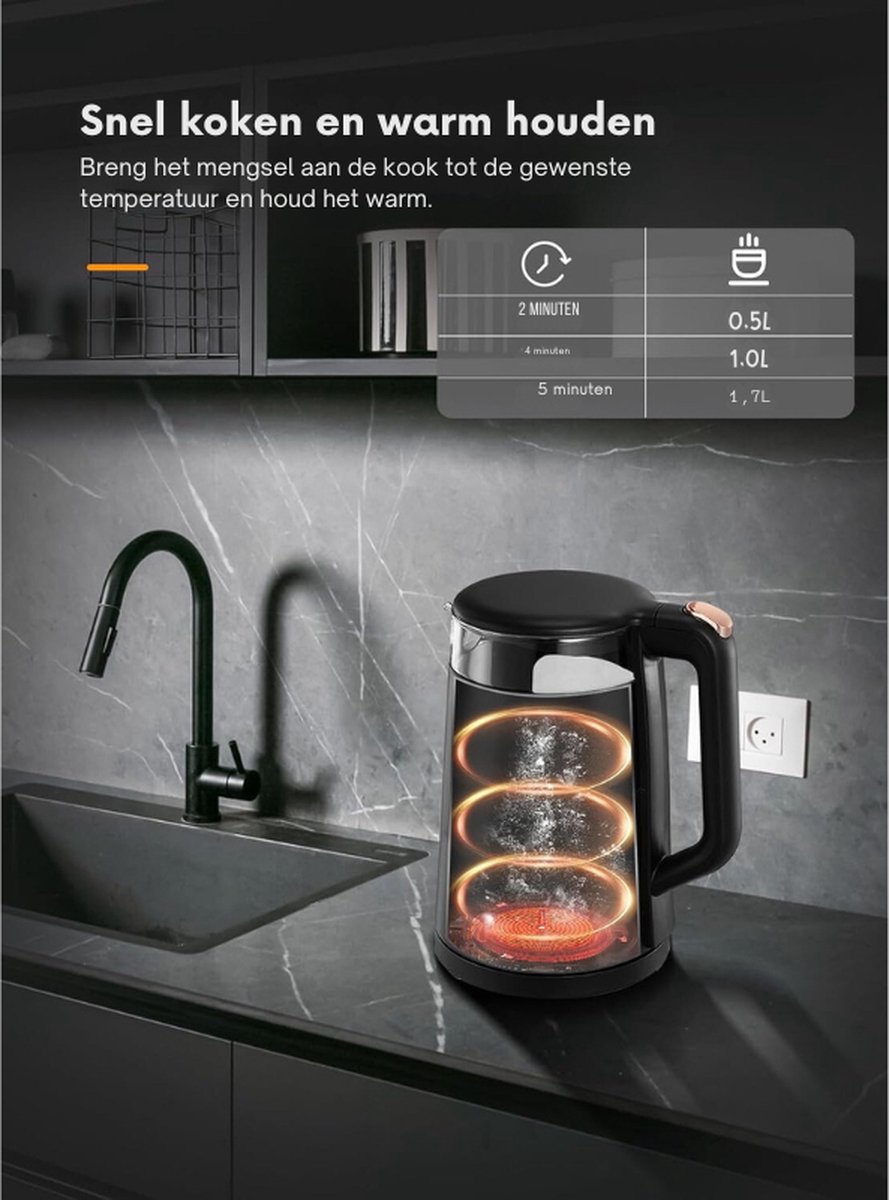 Elektrische Waterkoker 1,7L Zwart 2200W