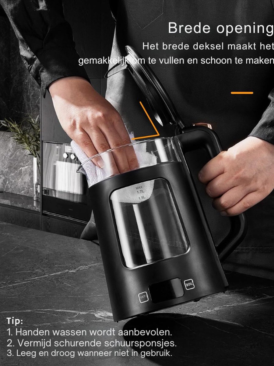 Elektrische Waterkoker 1,7L Zwart 2200W