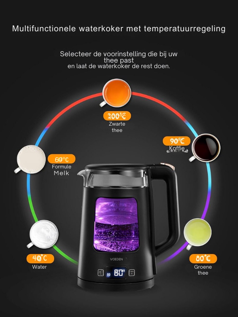 Elektrische Waterkoker 1,7L Zwart 2200W