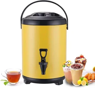 Elektrische Waterkoker - Warmhoudkan Drank Dispenser - Warme Dranken Serveren - Dubbele Isolatie Roestvrij Staal - 12 Liter - Geel