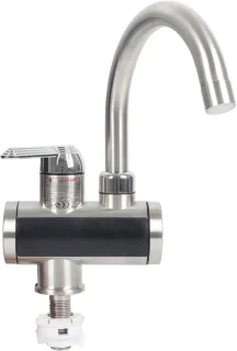 Elektrische waterkraan doorstroomboiler zilverkleurig