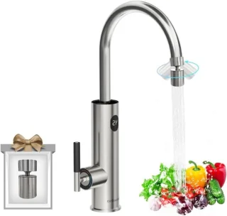 Elektrische waterkraan met doorstroomboiler - Zilver
